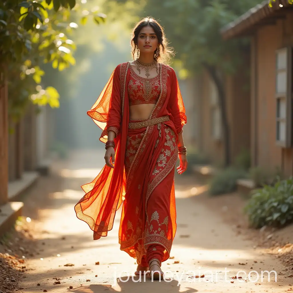 Woman-Walking-in-Traditional-Salwar-Outfit