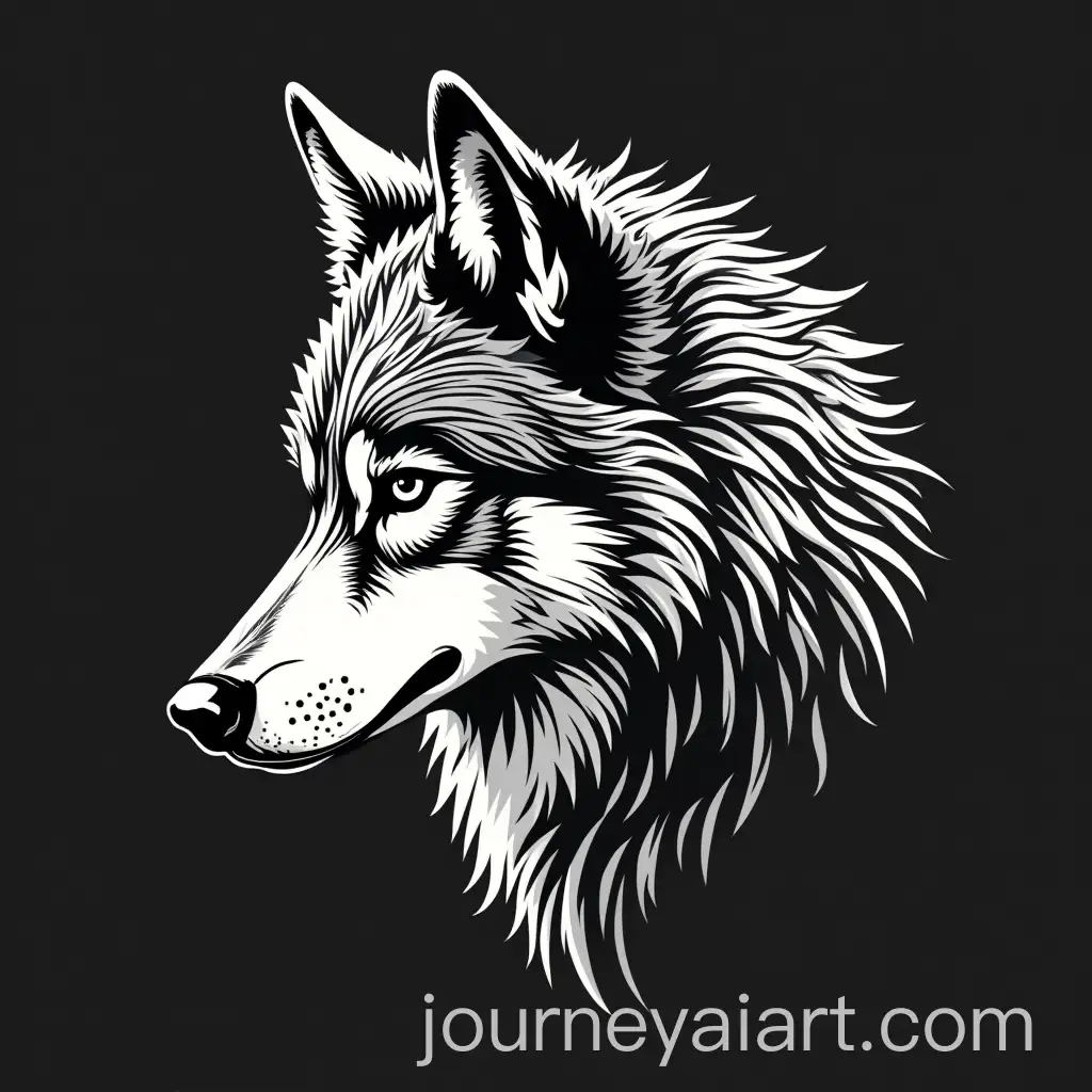Detailed-Black-and-White-Vector-Image-of-a-FullBody-Wolf-Head