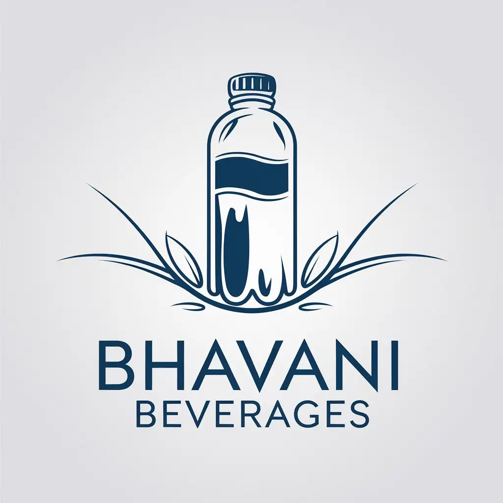 LOGO Design for BHAVANI BEVERAGES Minimalistic Water Bottle Symbol for Retail Industry