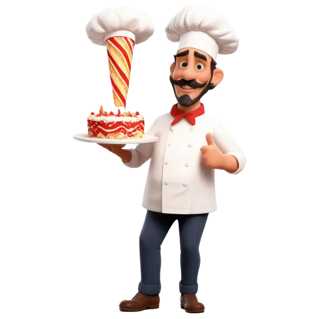 Animated-PNG-of-a-French-Chef-with-a-Large-Mustache-Carrying-a-Birthday-Cake-HighQuality-Image-for-Various-Uses