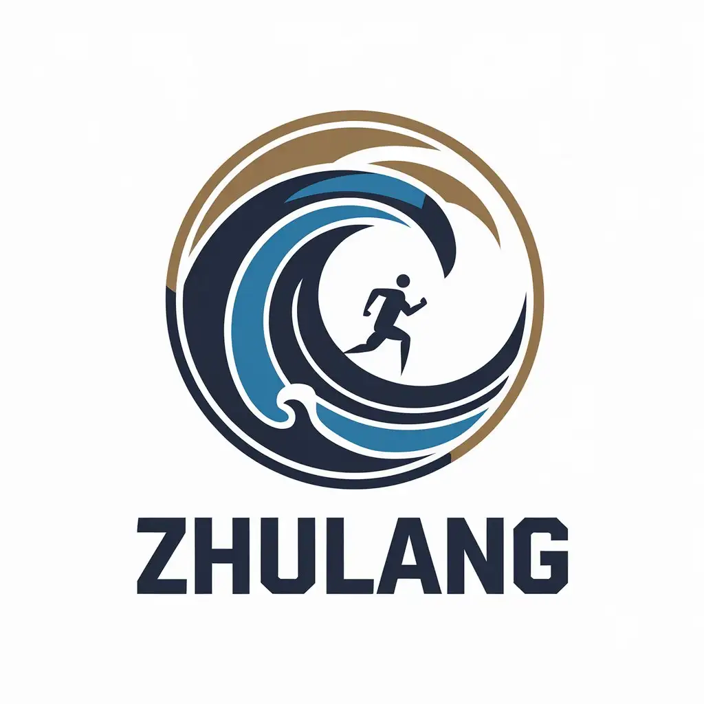 a vector logo design,with the text "ZHULANG", main symbol:waves, running,Moderate,be used in Sports Fitness industry,clear background