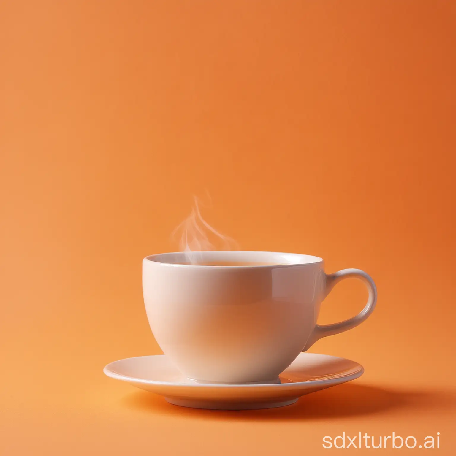 hot tea cup in orange background