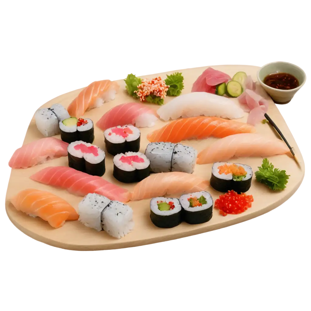 Nigiri-Maki-and-Sashimi-on-a-Plate-PNG-Image-for-HighQuality-Visuals