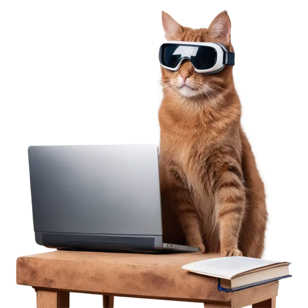 Cat-Studying-Virtual-Reality-PNG-Image-for-Enhanced-Clarity-and-Quality