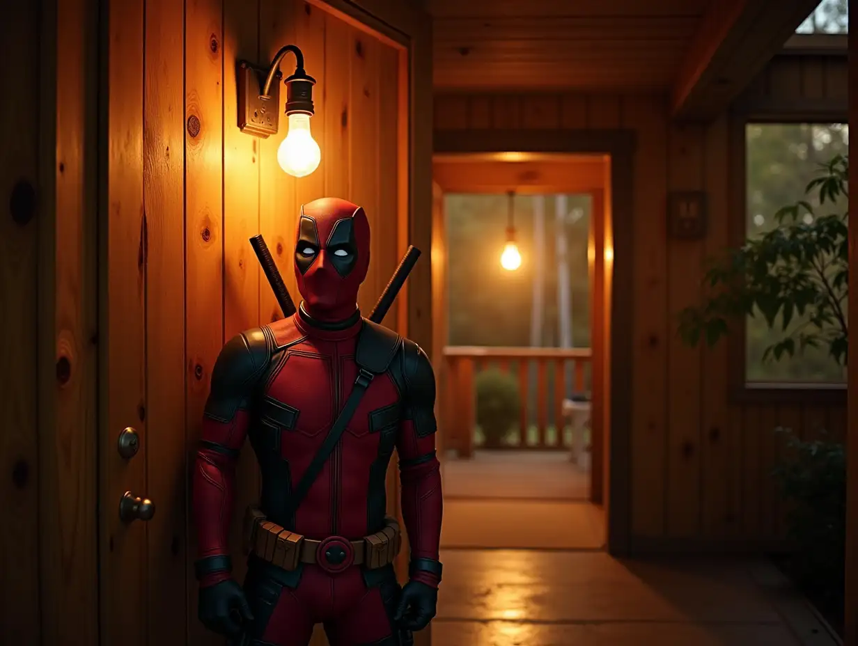Deadpool-Changing-a-Light-Bulb-at-His-ModernRustic-Home-at-Sunset