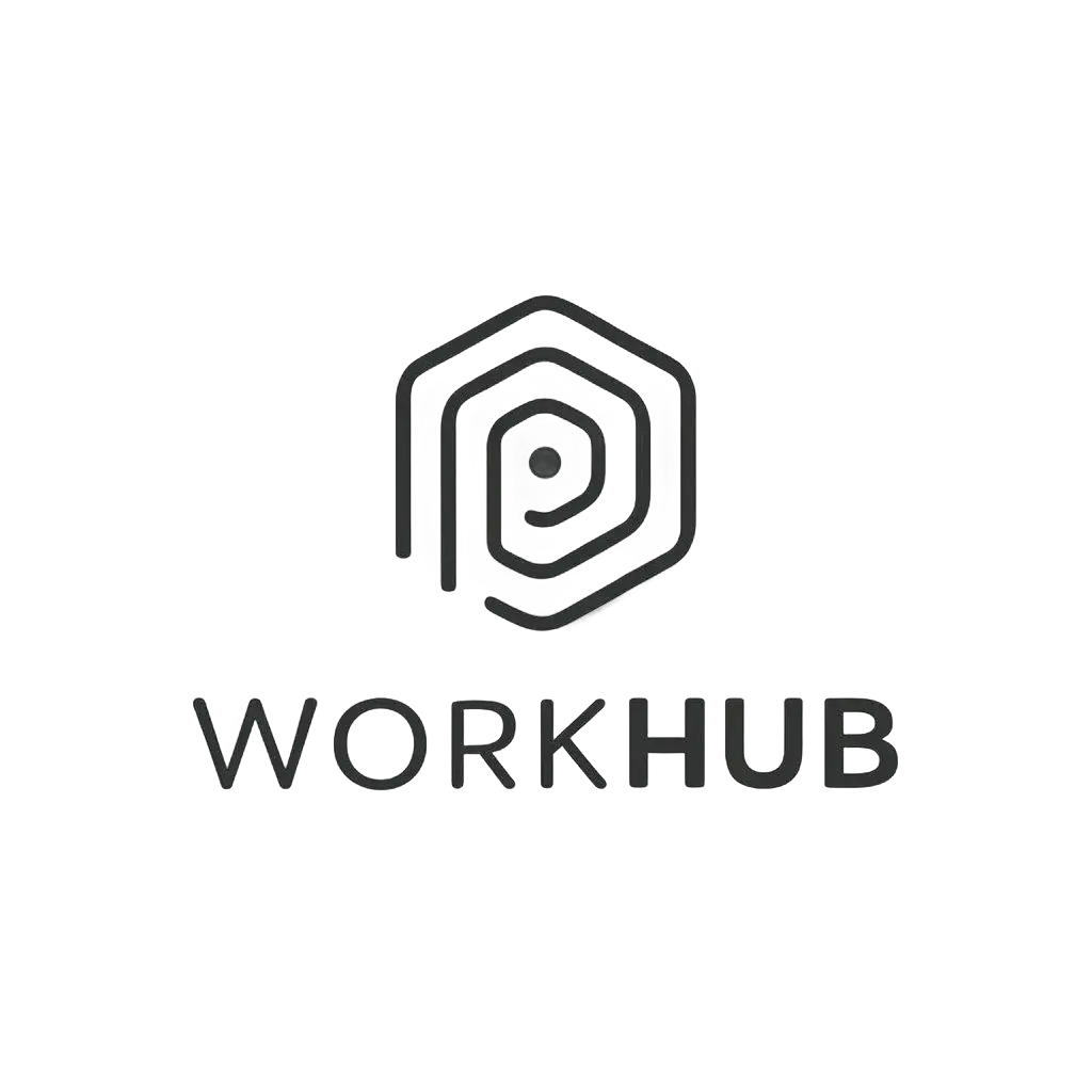 a vector logo design,with the text "Workhub", main symbol:logo for a company's internal efficiency tool system for the internet industry,Moderate,be used in Technology industry,clear background