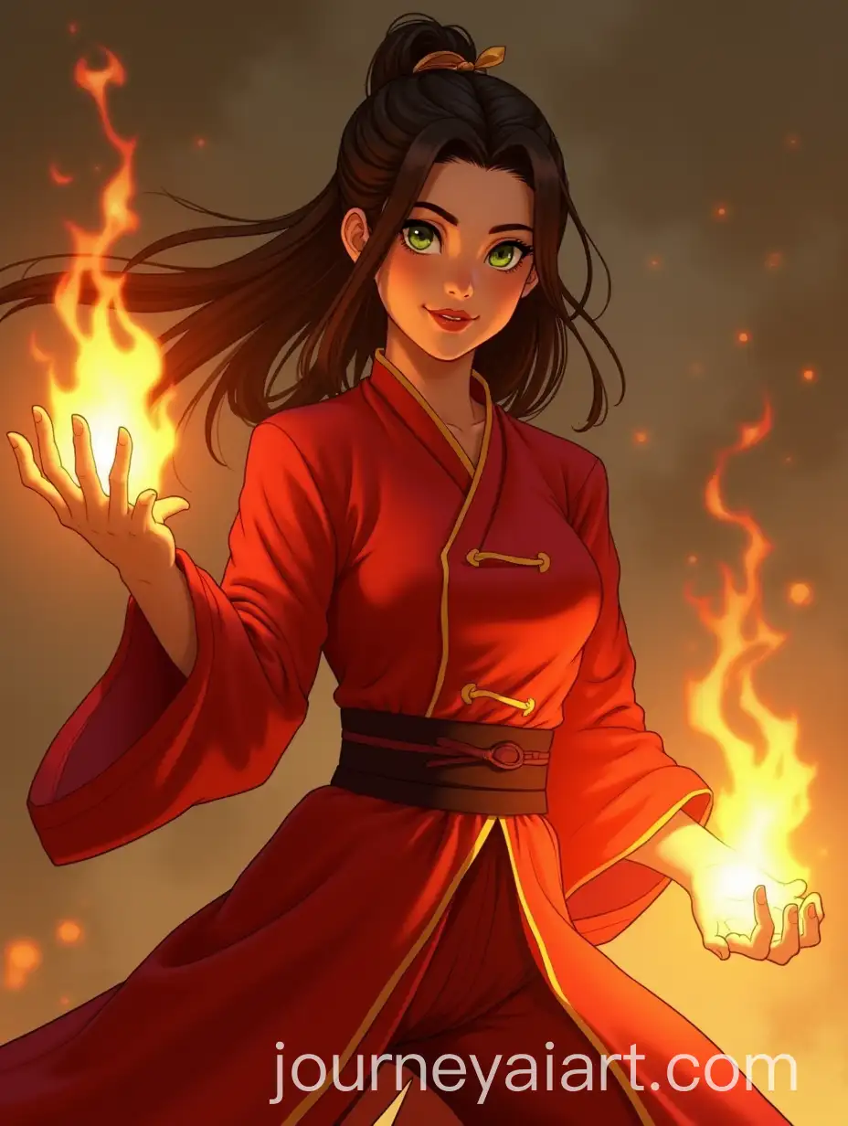Young-Woman-Practicing-Firebending-in-Shaolin-Martial-Arts-Outfit