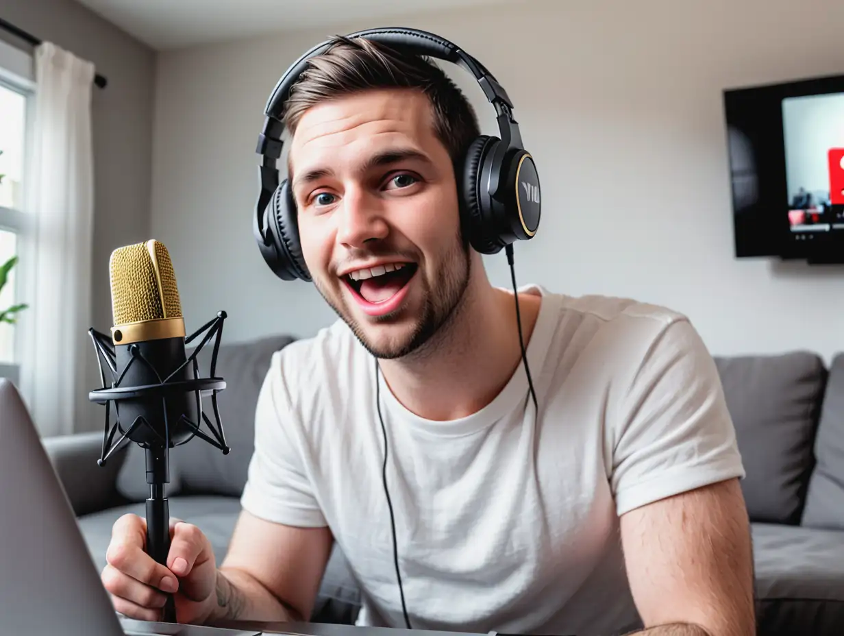 Young Man Earning Money at Home While Watching YouTube