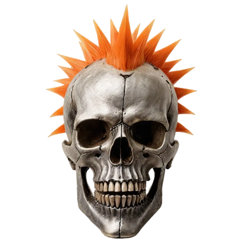 Metal Skull with orange mohawk