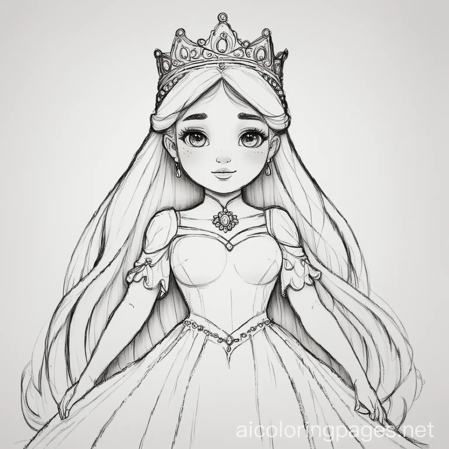 Super-Thick-Princess-Coloring-Page-with-Simplicity-and-Ample-White-Space