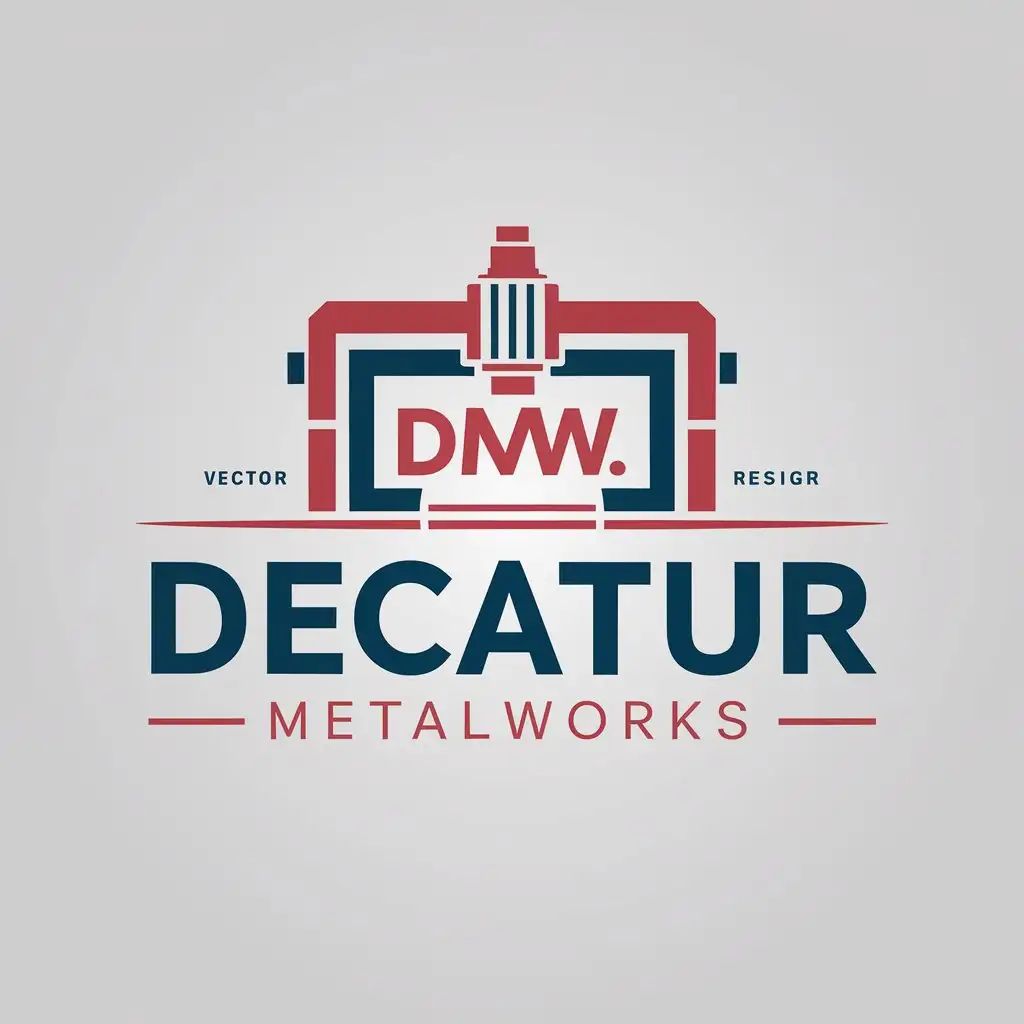 LOGO Design For Decatur MetalWorks CNC Machine with DMW in Red White and Blue on White Background