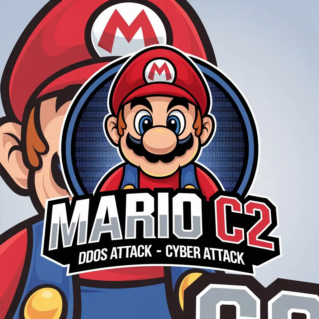 LOGO Design for Mario C2 Vector with Mario Game C2 and Cyber Attack Theme