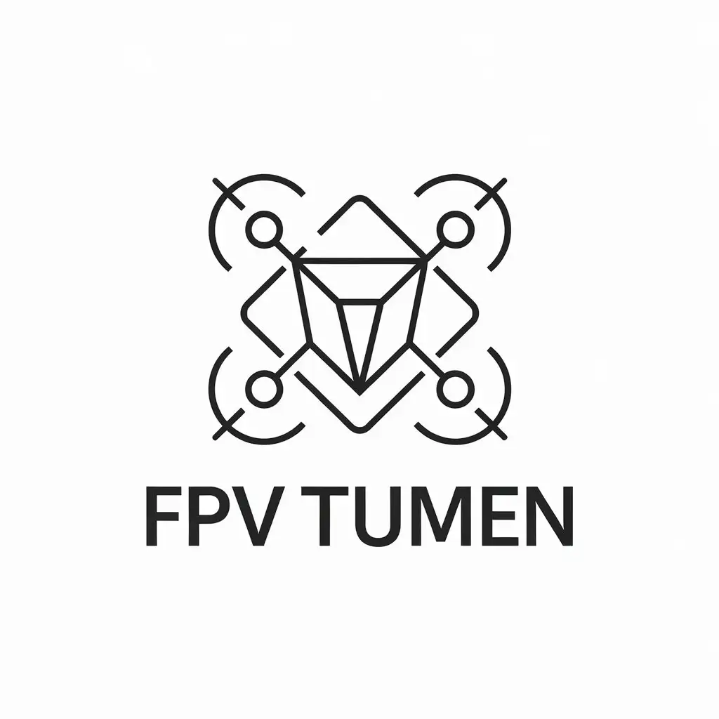 a vector logo design,with the text "FPV TUMEN", main symbol:Quadcopter diamond,Minimalistic,be used in Travel industry,clear background