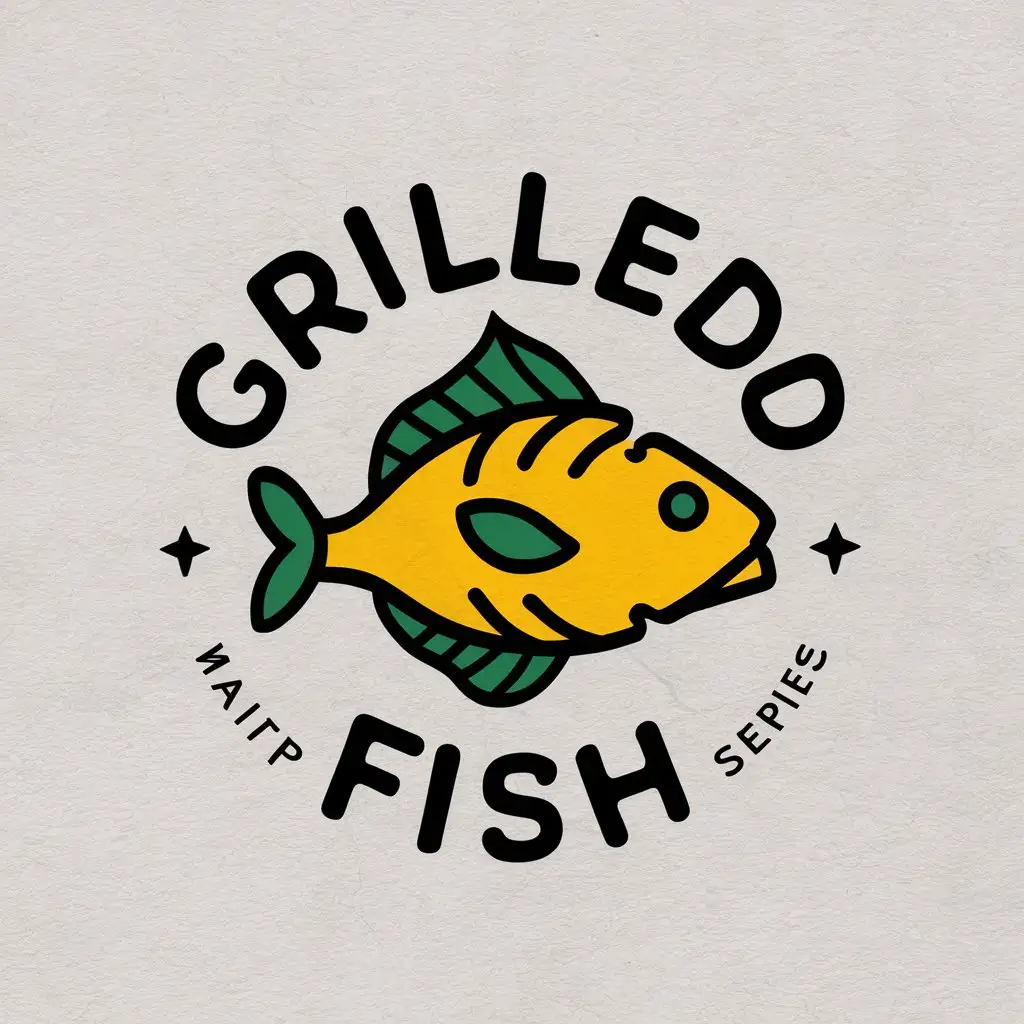 a vector logo design,with the text "grilled fish", main symbol:animated series, cartoons,Moderate,clear background