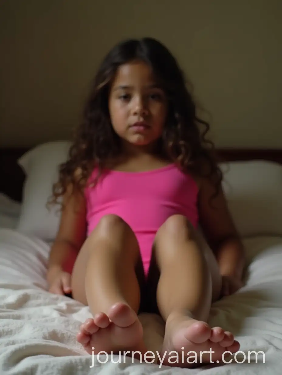 Brazilian-Teen-Girl-in-Pink-Leotard-Relaxing-on-Bed-in-Favela-Setting