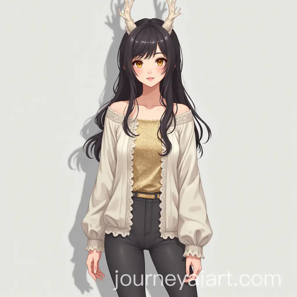 AnimeInspired-Portrait-of-a-CalmAI-Image-Prompt-Expansion-Young-Woman-with-Antler-Accessories