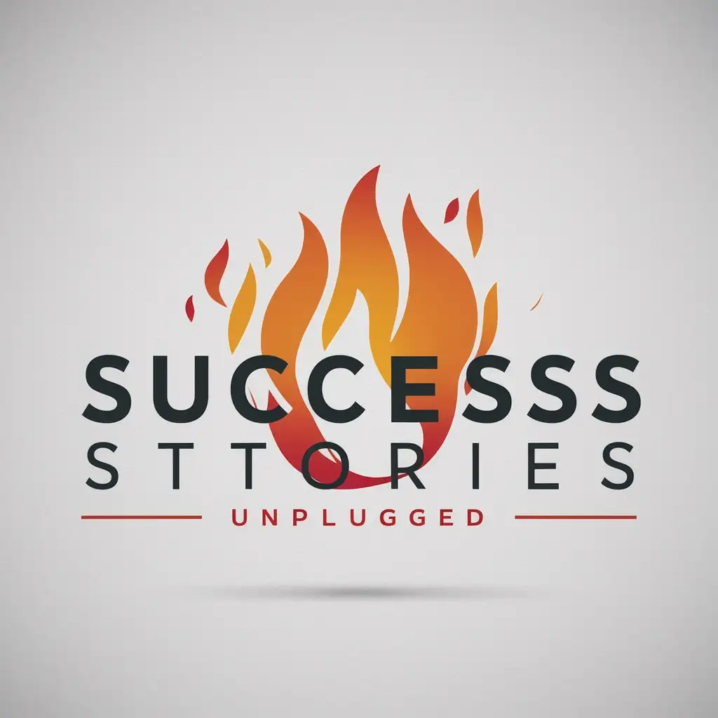 LOGO Design for Success Stories Unplugged Fire Symbol with Moderate Energy for Entertainment Industry