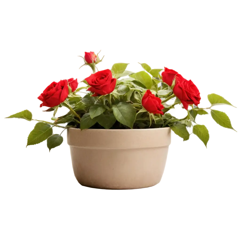 flowerpot-sunrise-red roses-sunflower-green leaves