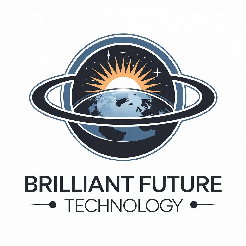 LOGO-Design-for-Brilliant-Future-Technology-Earth-from-Space-with-Dawn-Sun-Symbolism