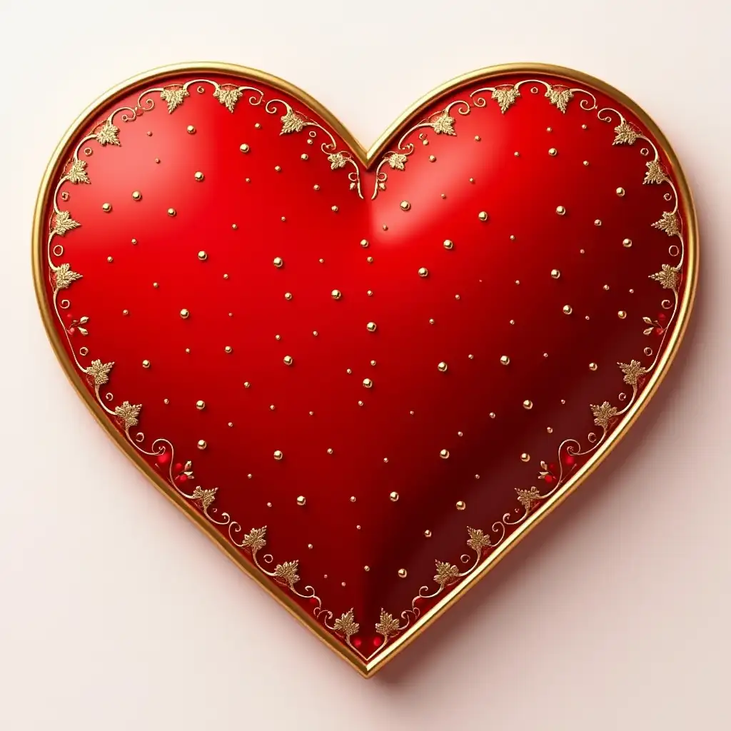 Create a Soulmate text image by using Shiney red 3d heart shape which is decorated gold art at inside border