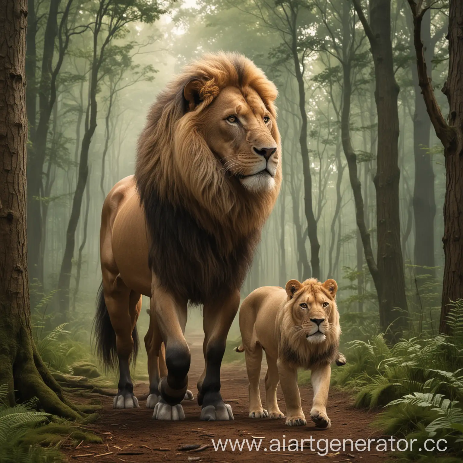 Wild-Horse-and-Lion-Encounter-in-Forest