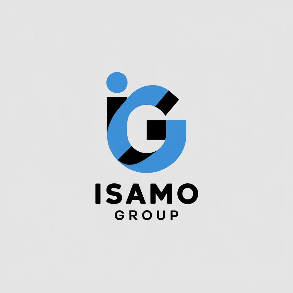 LOGO Design for ISAMO Group Blue I G Morphing into Minimalist Trustworthy Edgy Symbol for Technology Industry