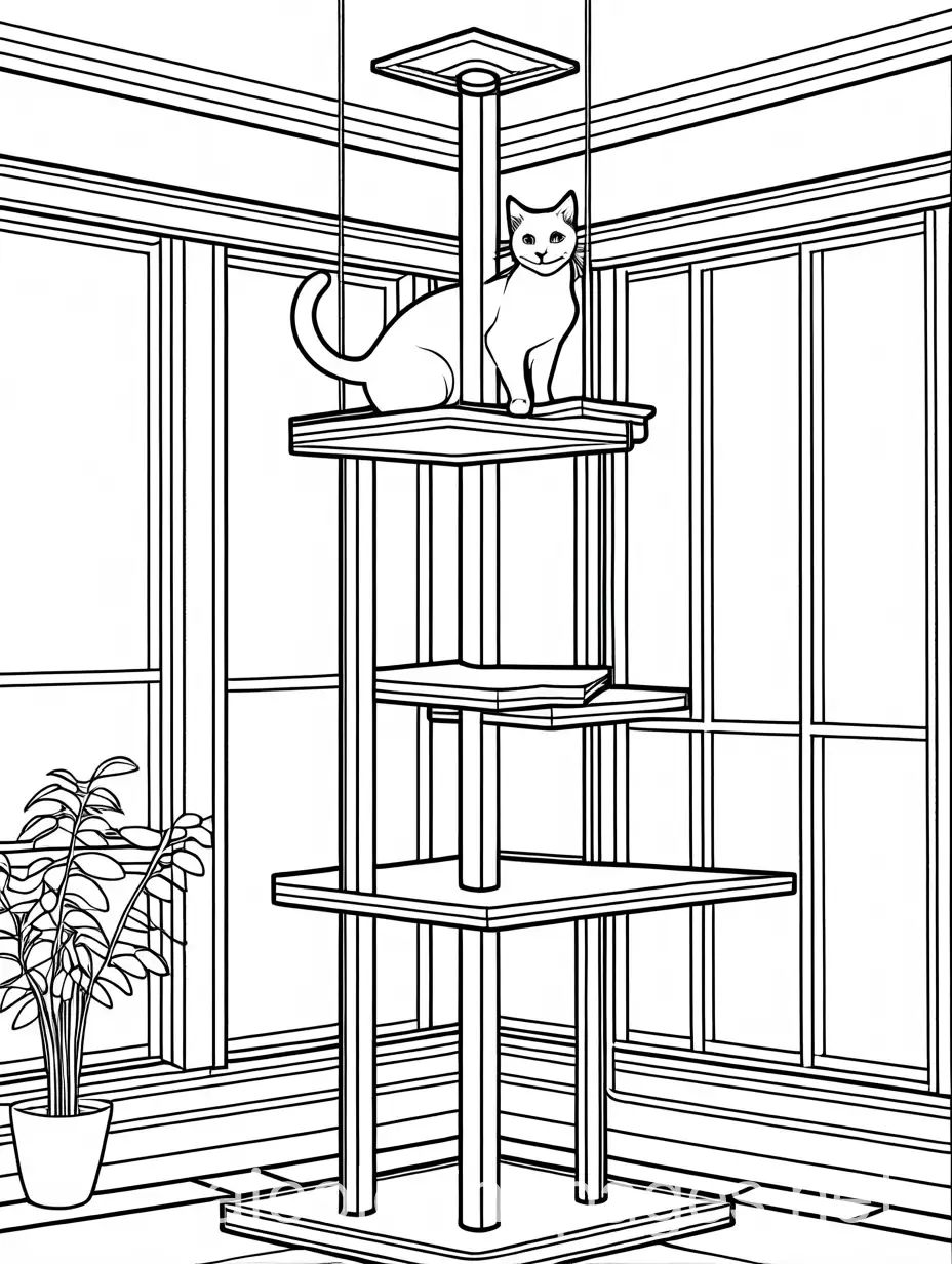 Playful-Kitten-Climbing-Cat-Tree-with-Hanging-Ball