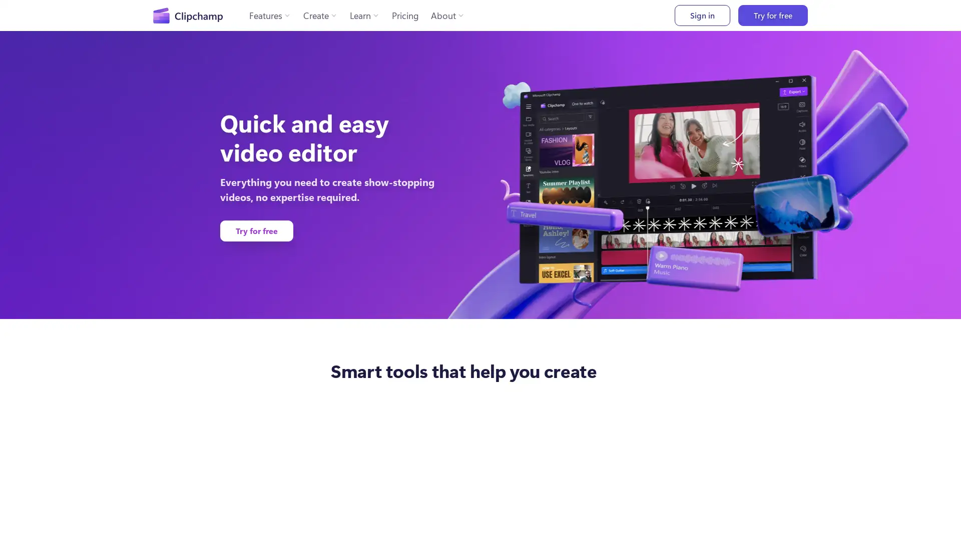 Smart, easy video editing for creators, businesses, and educators.