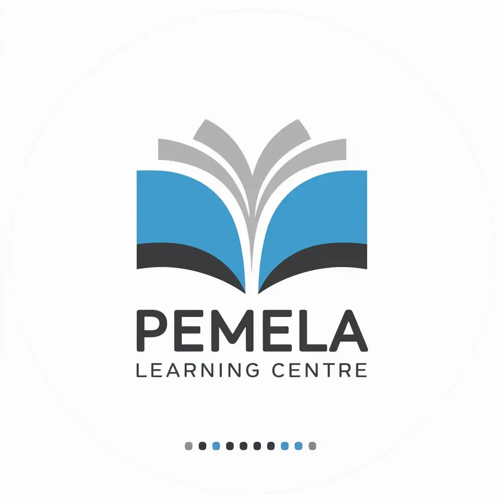 LOGO Design for Pemela Learning Centre Book Symbol with Blue Black White for Education Industry