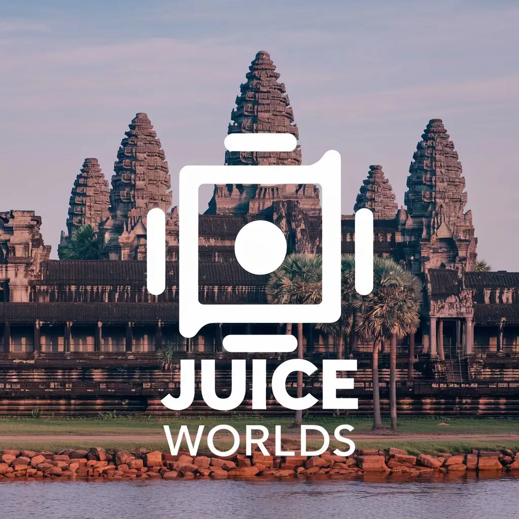 LOGO Design for Juice Worlds Vector Logo with Account and Angkor Wat Theme