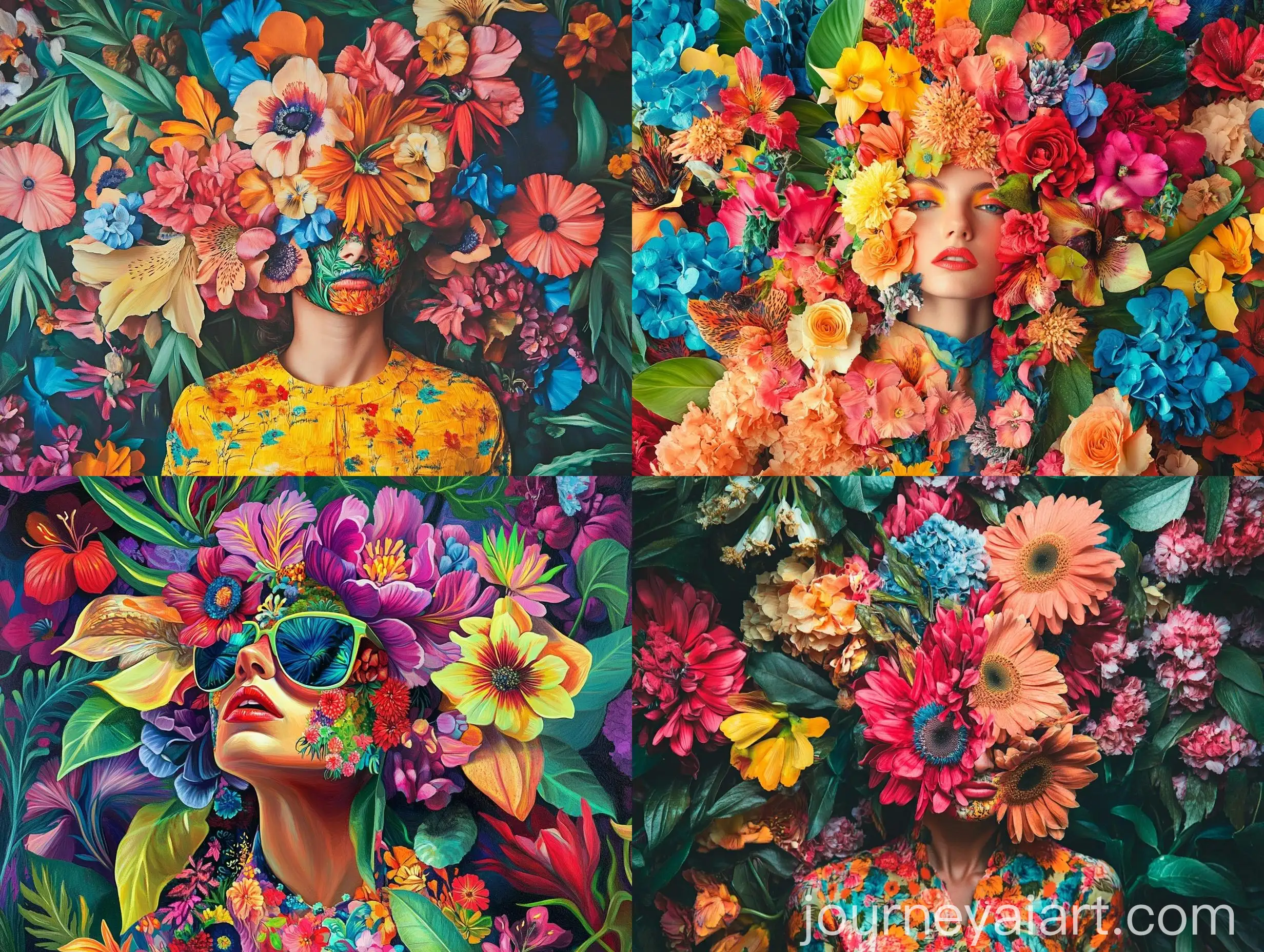 Woman-in-Vibrant-Floral-Outfit-Surrounded-by-Jungle-Flowers