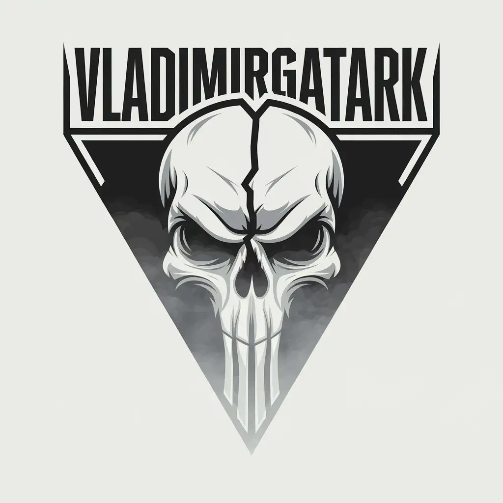 LOGO Design for VLADIMIRGATARK Creepy Split Skull in Fog with Minimalistic Style