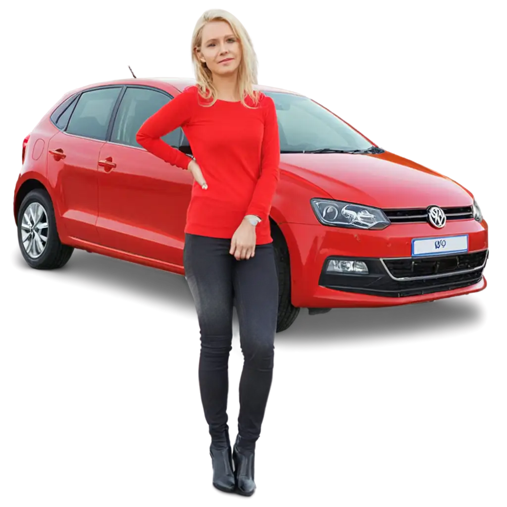Red-VW-Polo-2013-with-47YearOld-Blonde-Woman-Viktoriya-PNG-Image-for-HighQuality-Visual-Use