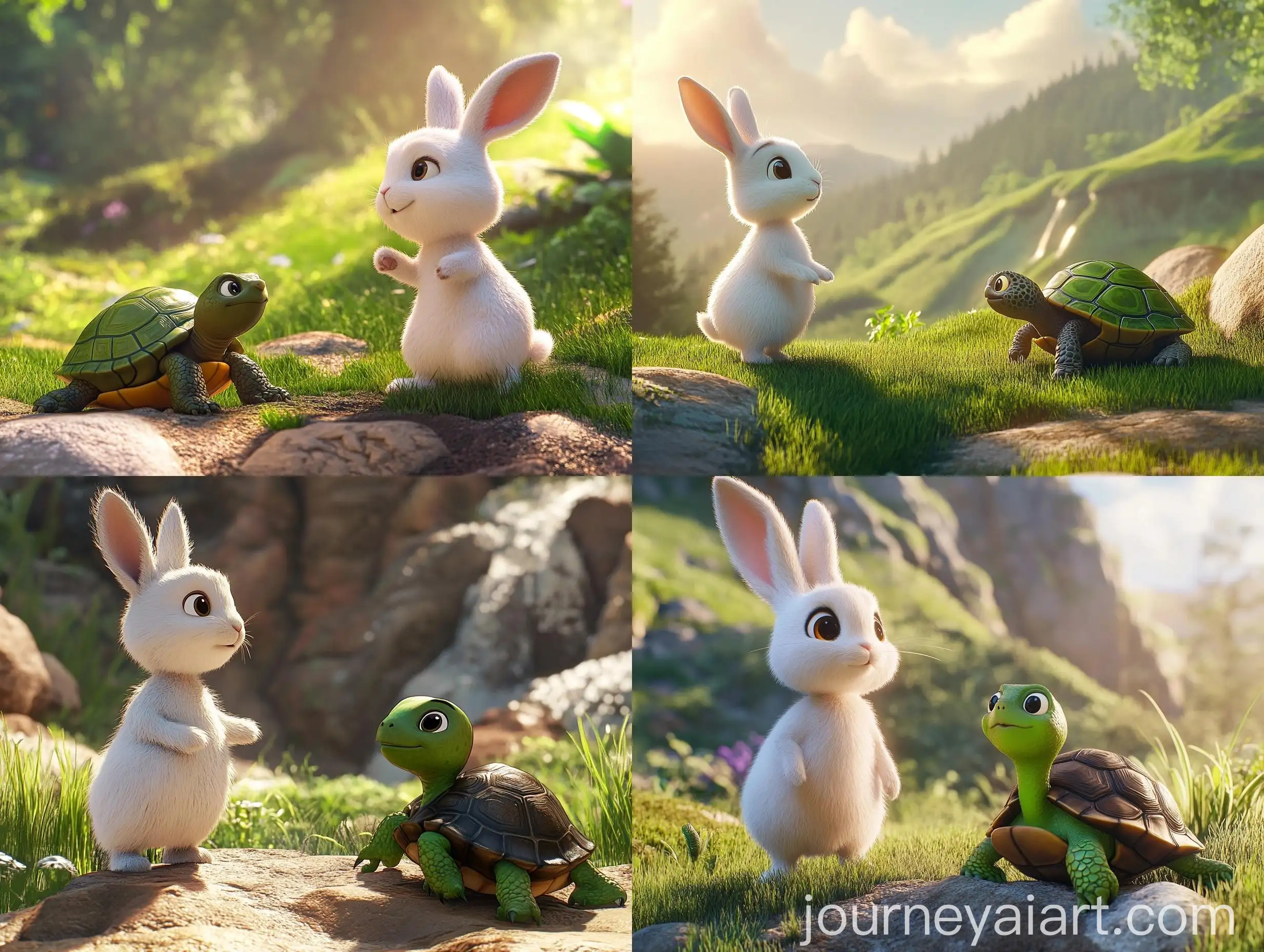 Rabbit-and-Turtle-Conquer-Hilltop-in-Disney-Animation-Style