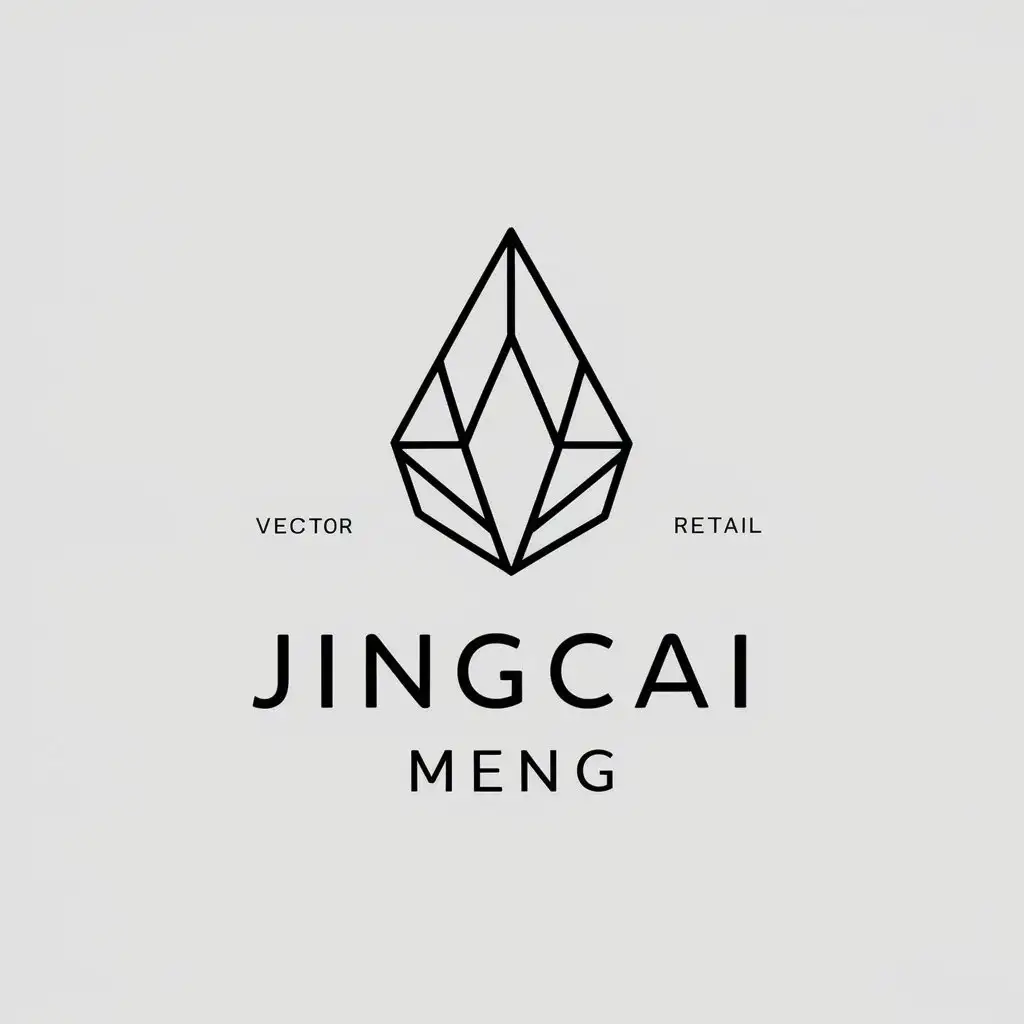 a vector logo design,with the text "Jingcai Meng", main symbol:crystal,Minimalistic,be used in Retail industry,clear background