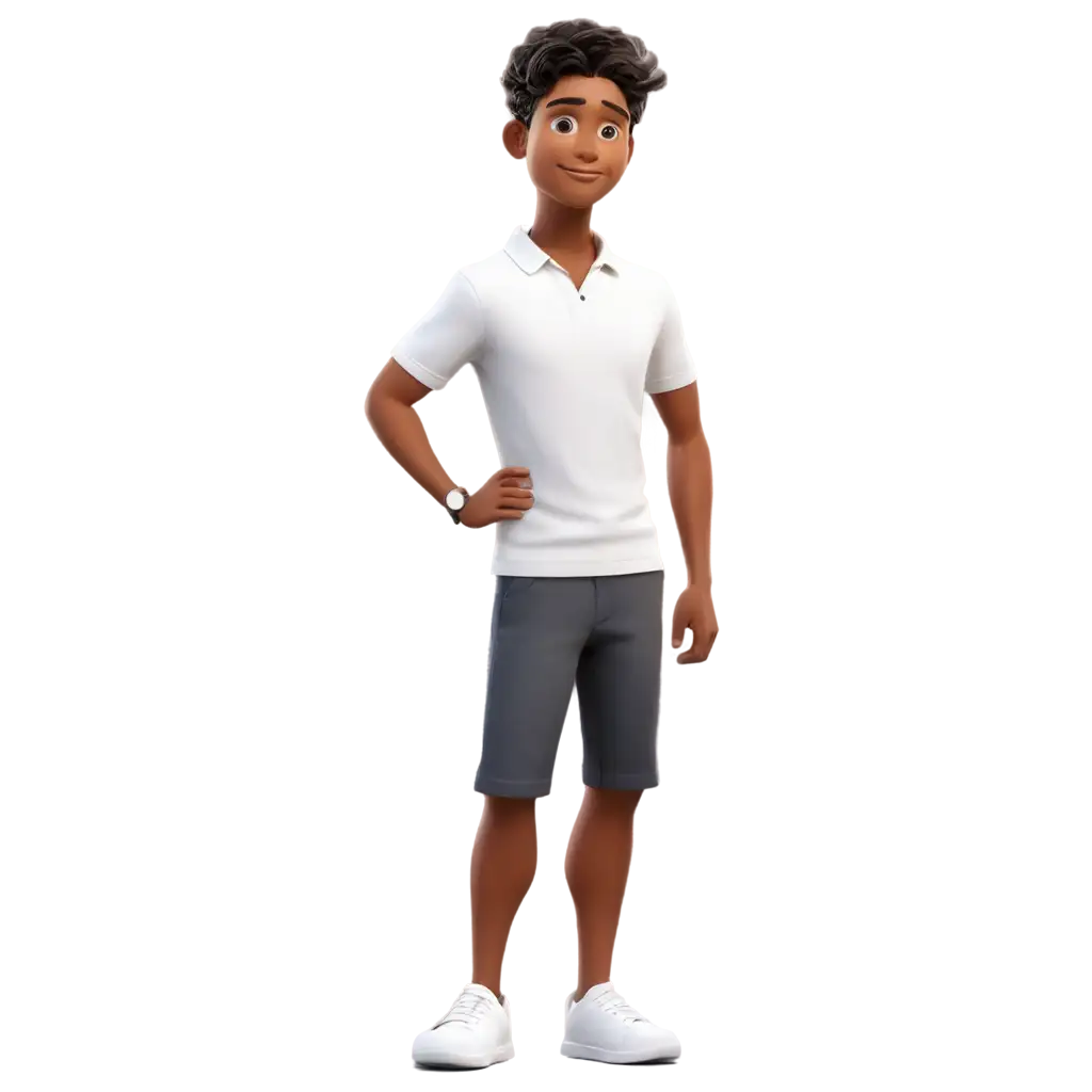 PNG-Image-of-Male-Cartoon-Child-in-a-White-Polo-HighQuality-and-Versatile-Character-Illustration