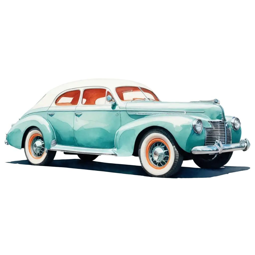 Vintage-Classic-Cars-PNG-Watercolor-Illustration-of-1940s-Automobiles-with-Retro-Design-and-Chrome-Details