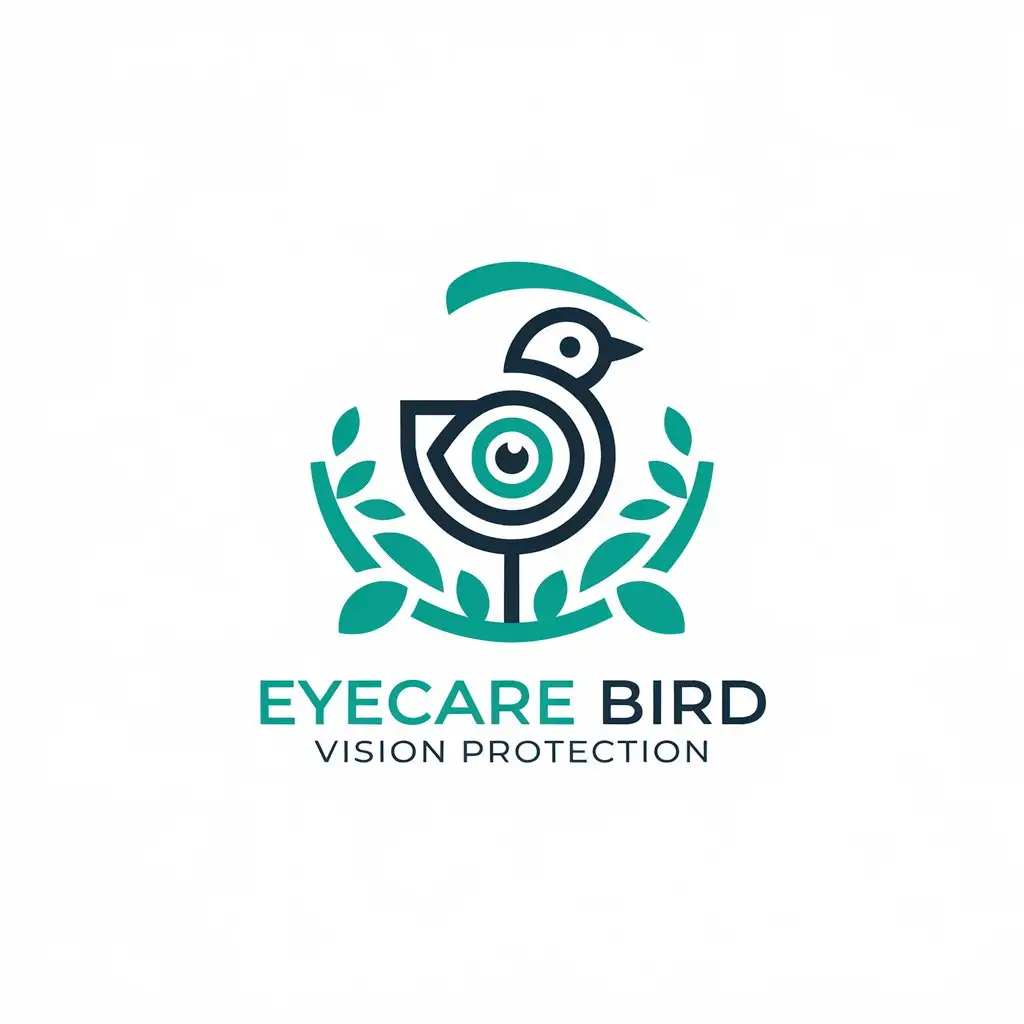 a vector logo design,with the text "Eyecare bird vision protection", main symbol:bird eye leaf,Moderate,be used in Medical Dental industry,clear background