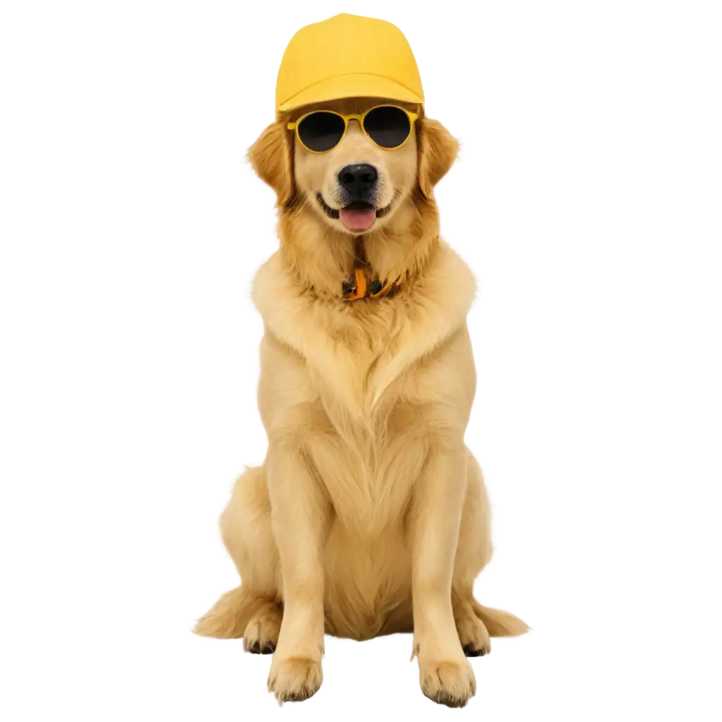 Golden-Retriever-with-Yellow-Hat-and-Sunglasses-PNG-Image-Playful-Canine-Fashion