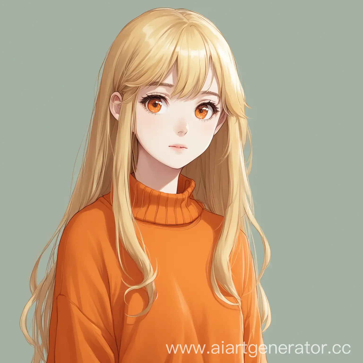 Girl-with-Long-Blonde-Hair-in-Orange-Sweater