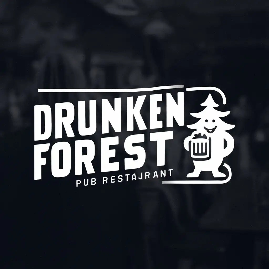 a logo design,with the text "Drunken forest", main symbol:Drunken forest, beer, pub,complex,be used in Restaurant industry,clear background