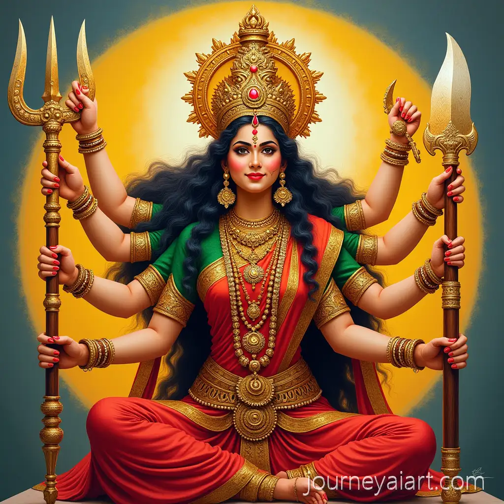 Durga-Mata-Divine-Portrait-with-Weapons-in-Traditional-Style