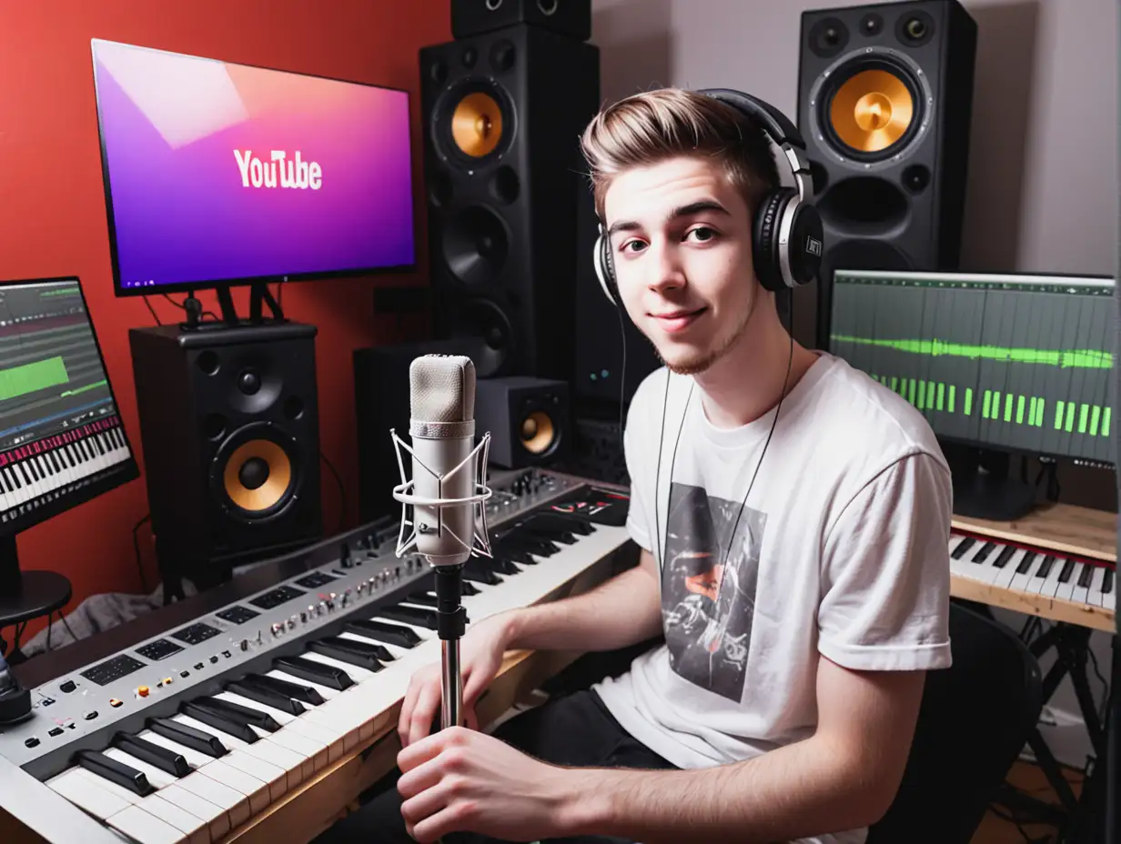 Young Musician Streaming in Home Studio