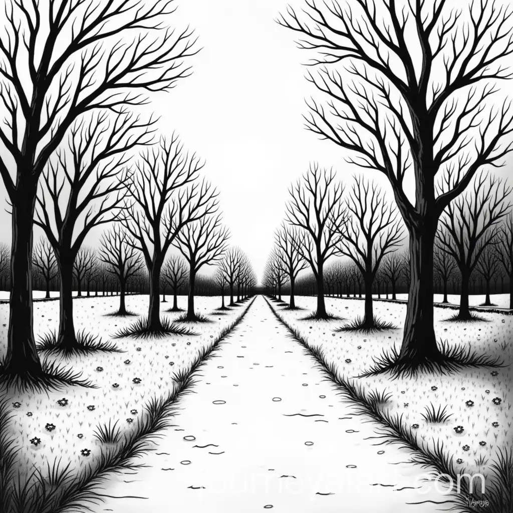 Black-and-White-Comic-Style-Park-Landscape