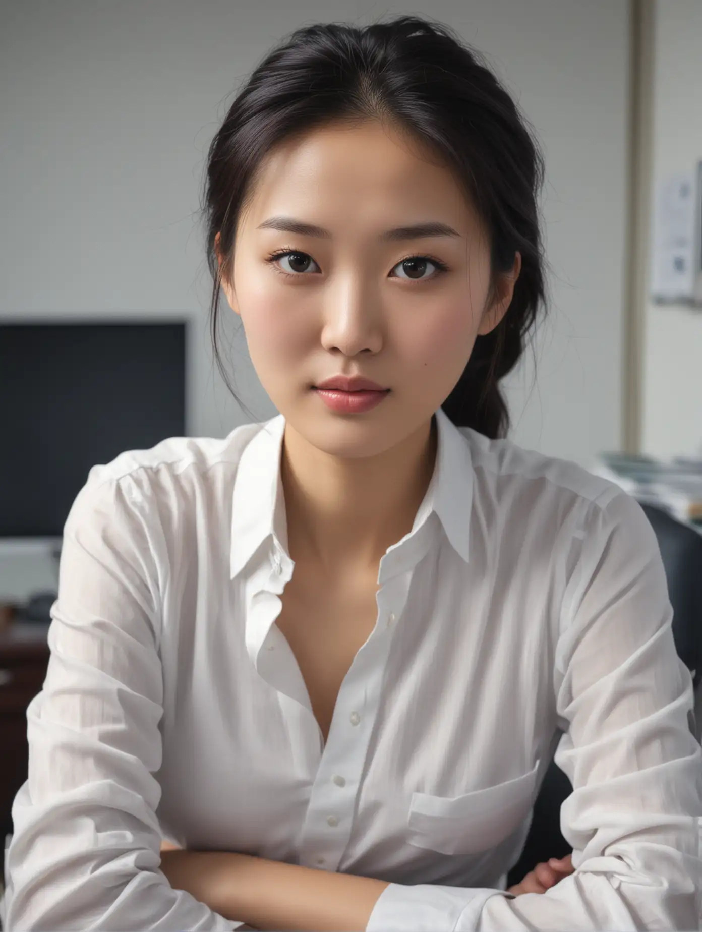 Realistic-Chinese-Office-Woman-Portrait