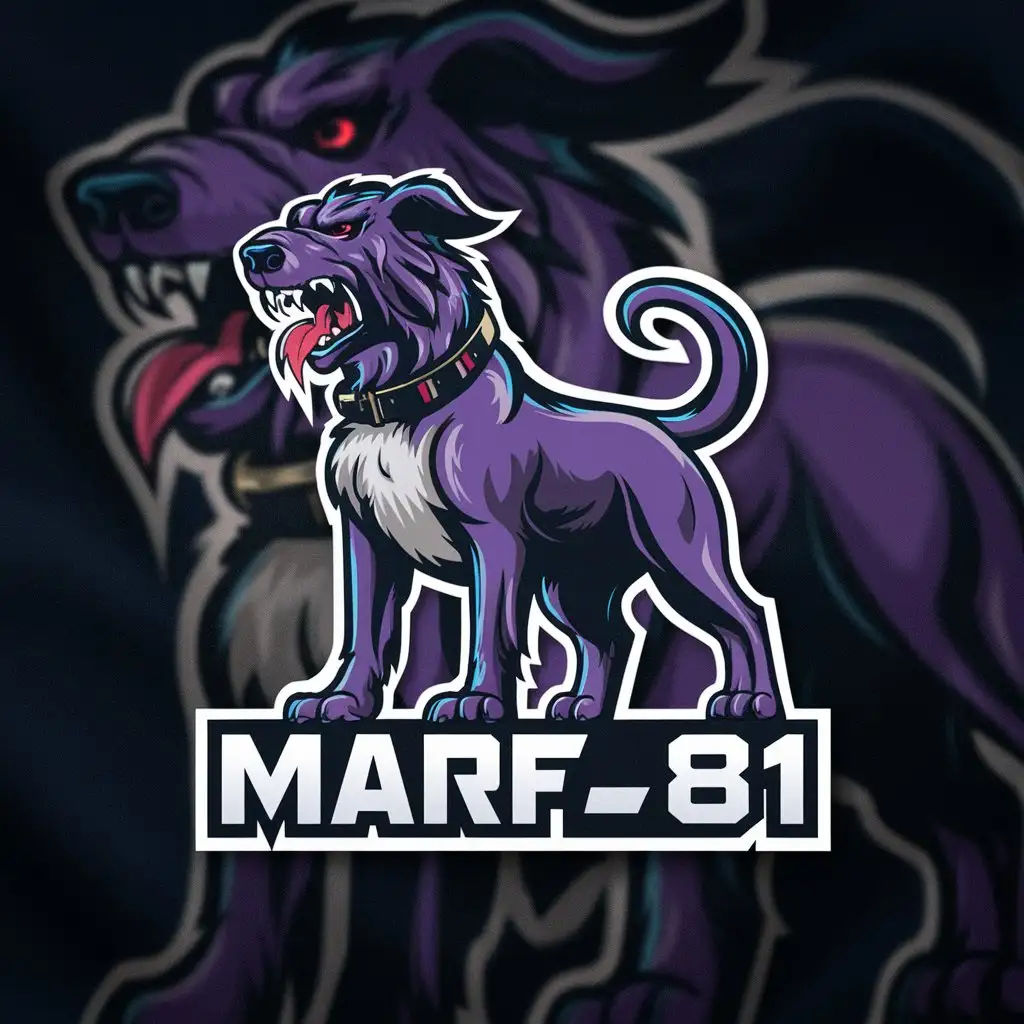 Marf81 Logo with Hellhound in Purple Blue Red and Black