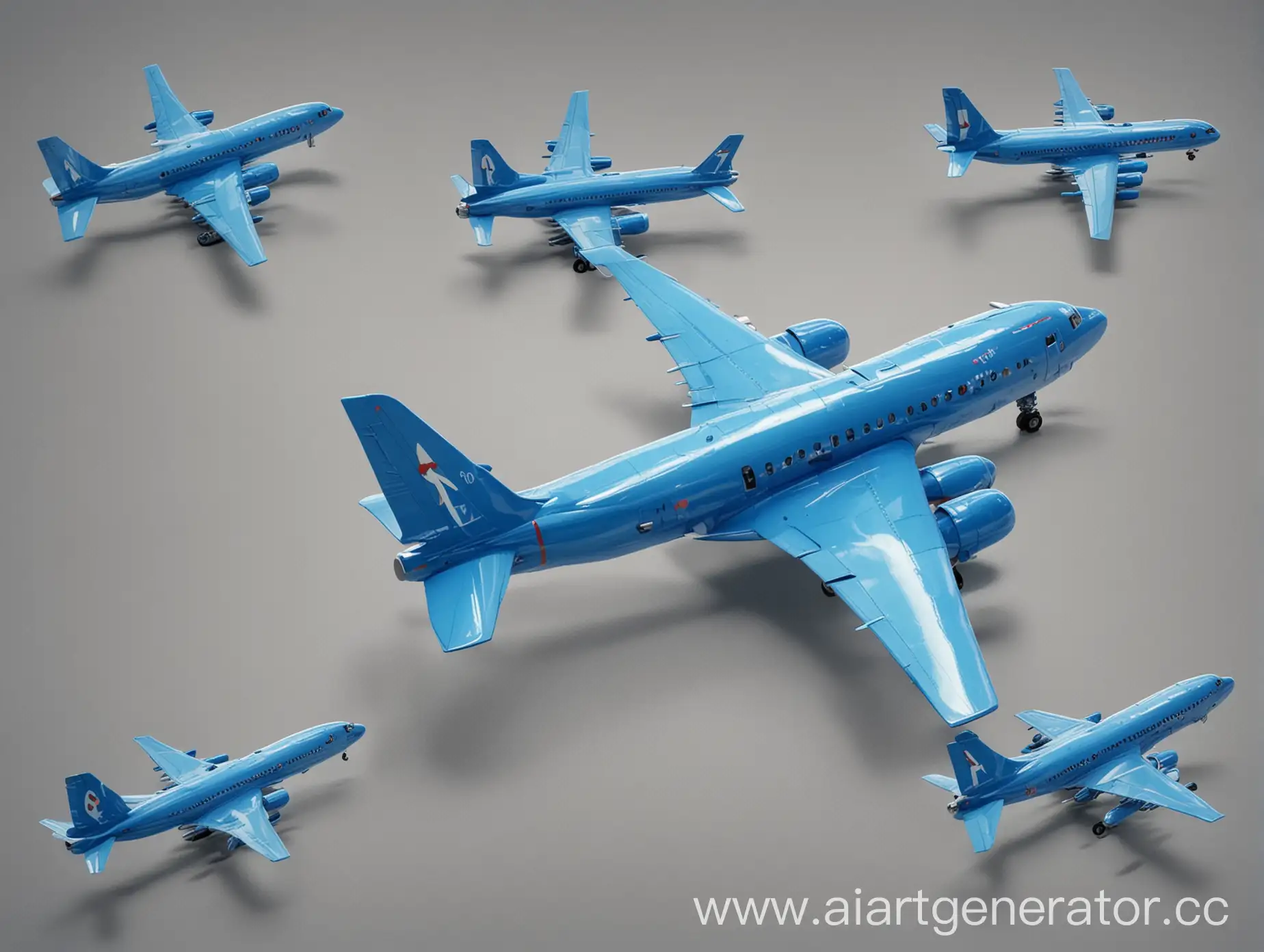 3D-Blue-Airplane-Logo-Model-from-Multiple-Perspectives