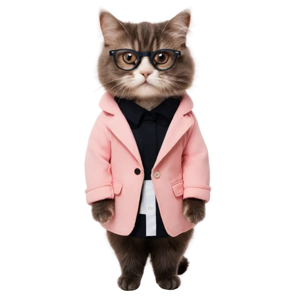 Vibrant-Colored-Cat-in-Black-Glasses-and-Clothes-HighQuality-PNG-Image