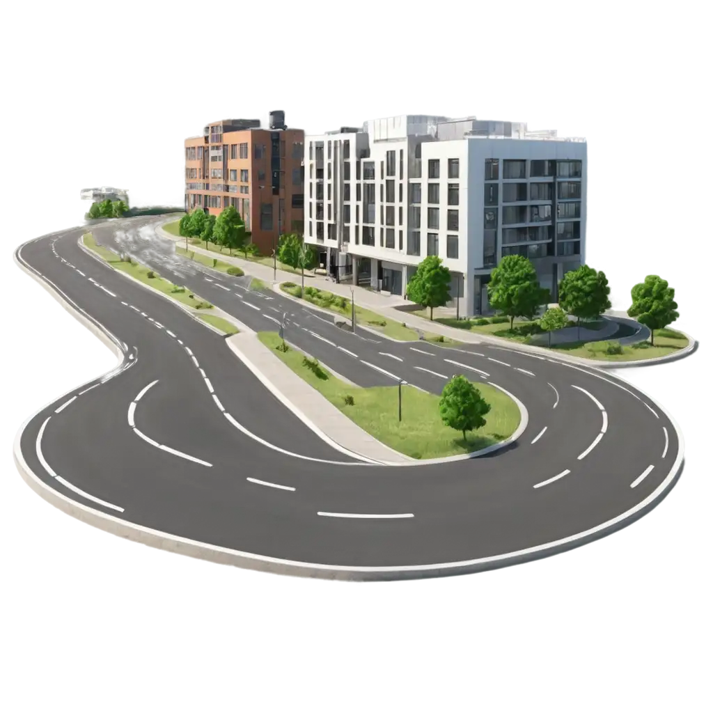 3d animated road and buildings