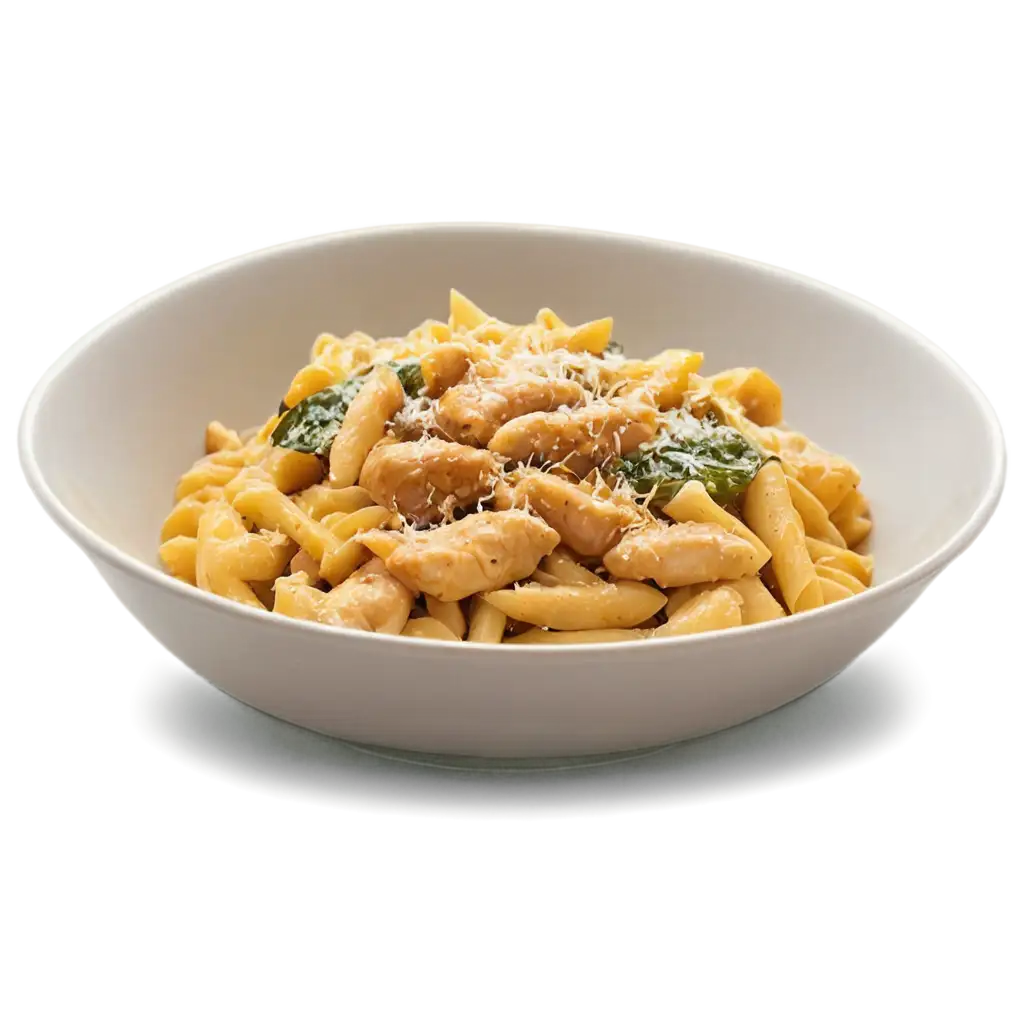 HighQuality-PNG-Image-of-Pasta-and-Chicken-in-a-Bowl-Fresh-and-Delicious-Visual-Content